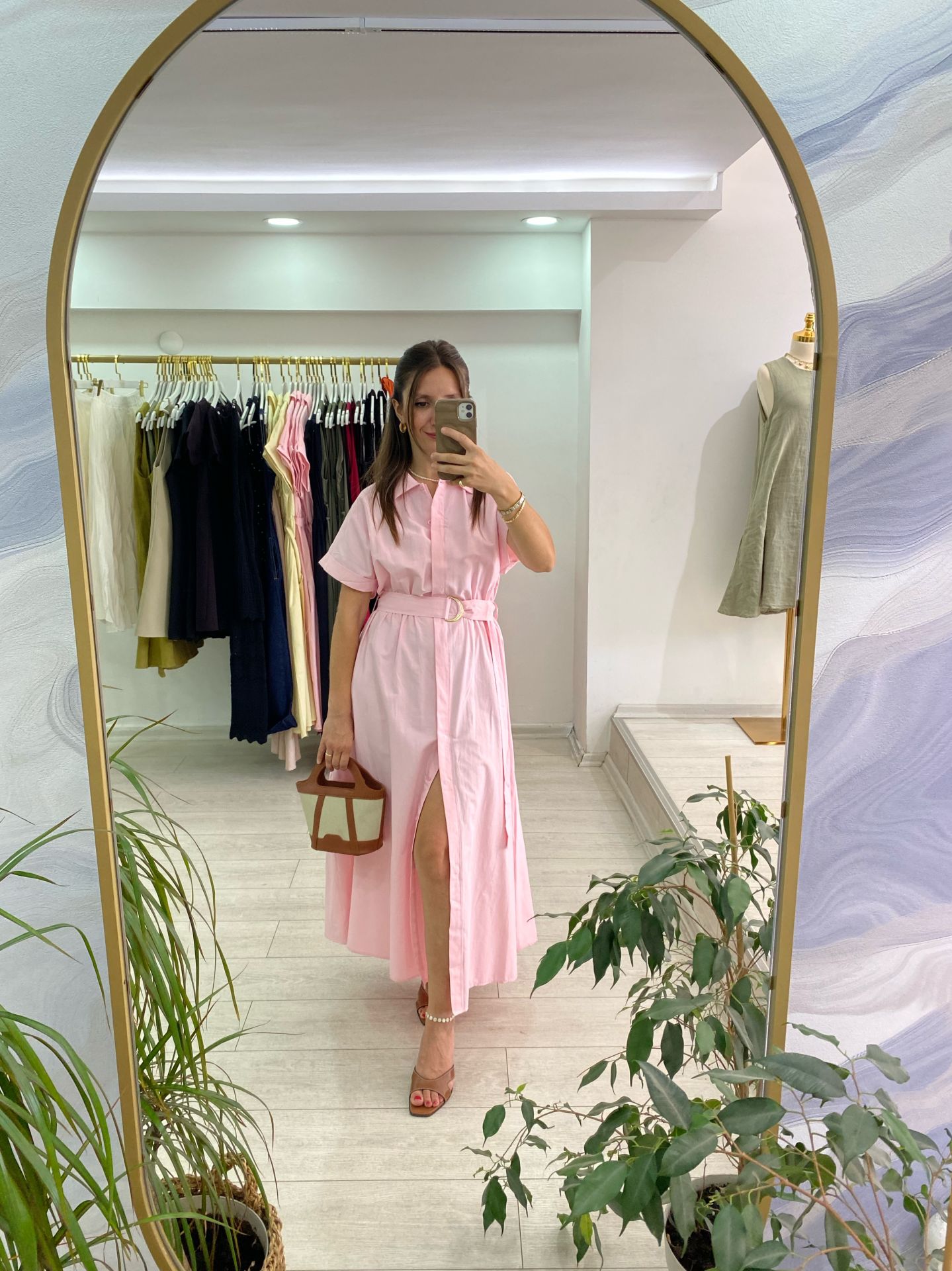 Pembe Gömlek Elbise